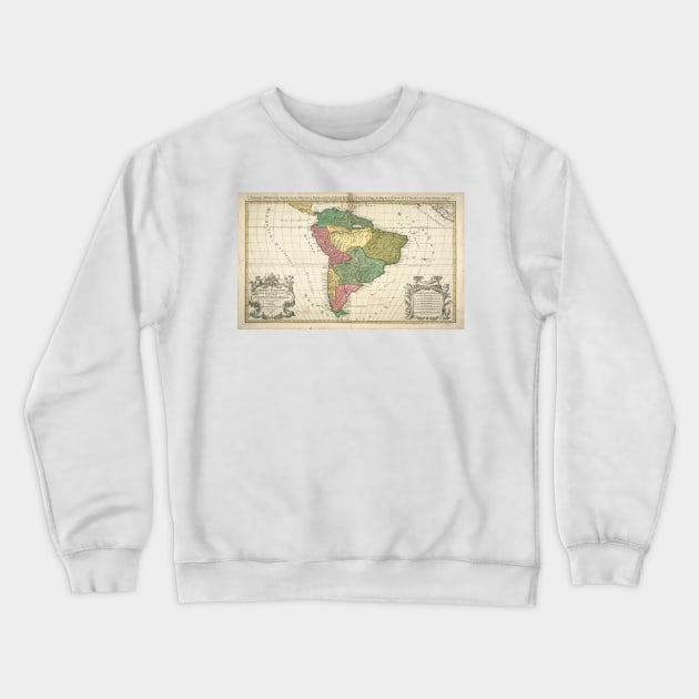 Vintage Map of South America (1691) Crewneck Sweatshirt by Bravuramedia